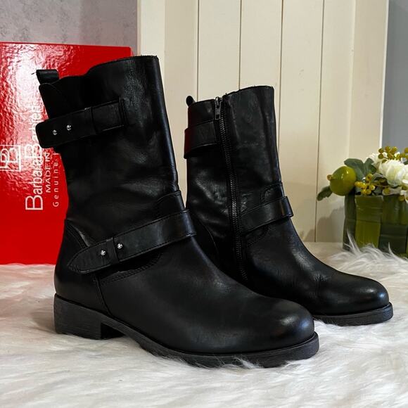 NEW Barbara Barbieri Leather Engineer Lug Sole Moto Mid Calf Boot Black 36 6 NWT - Picture 10 of 16